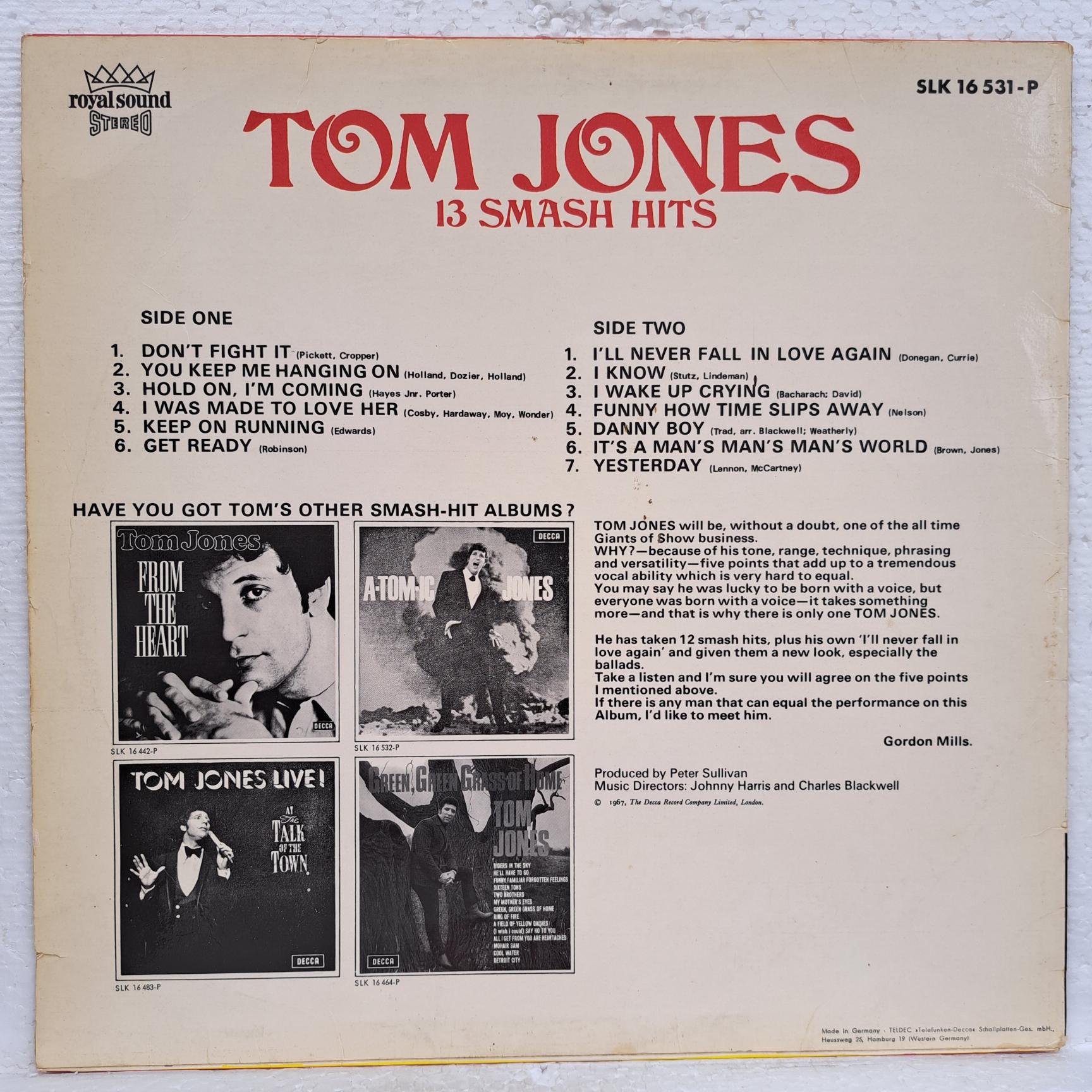 Tom Jones – 13 Smash Hits Disc VINIL LP VG VG- (box4) - imagine 3