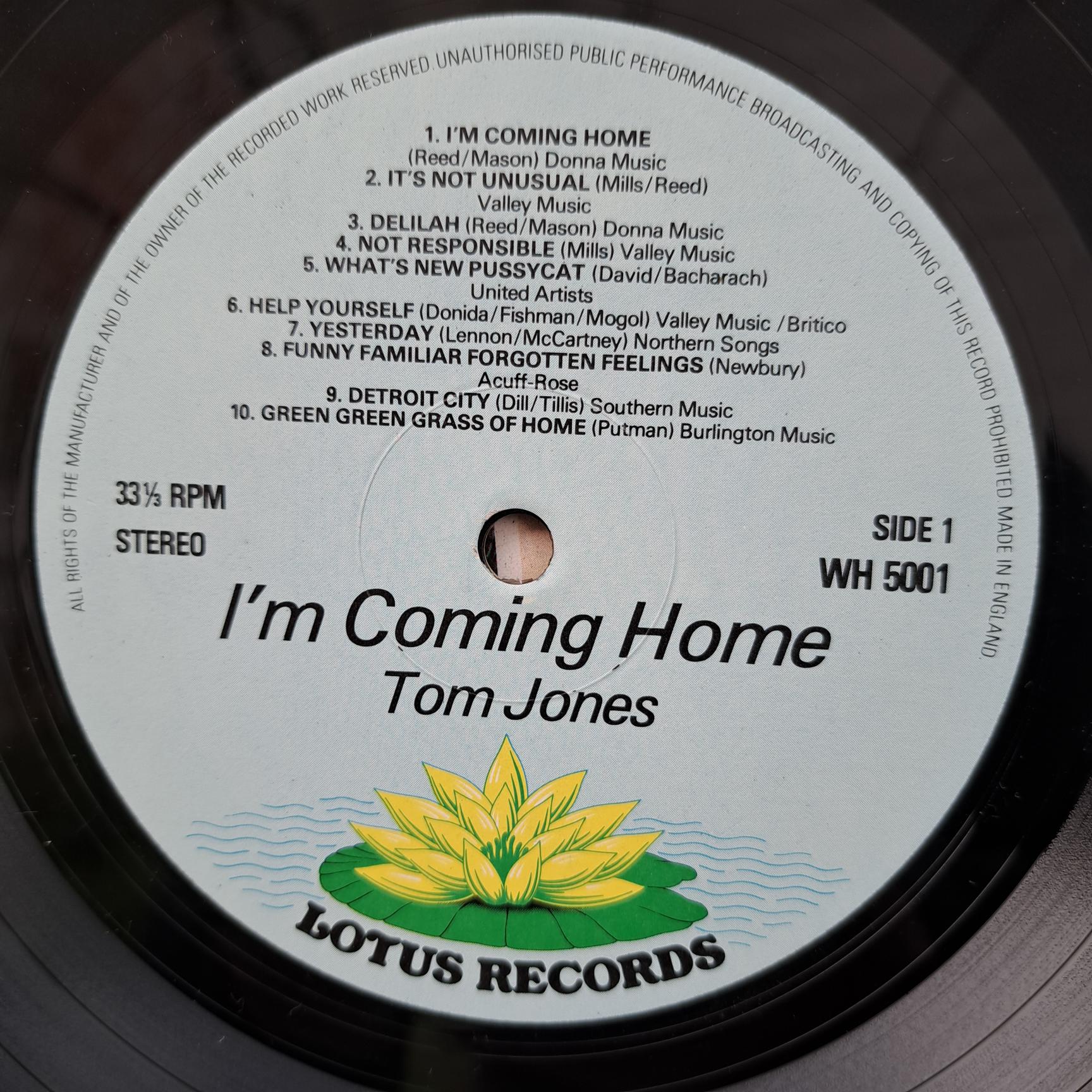 Tom Jones – I'm Coming Home (20 Of The Finest Songs Of Tom Jones) Disc VINIL LP VG+ (box4) UK - imagine 2