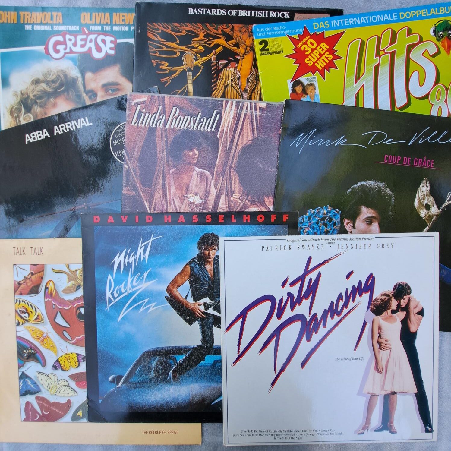 Dirty Dancing - Talk Talk - Abba - Grease - David Hasselhoff Disc VINIL LP VG VG- (box8:3) LOT 9 ALBUME
