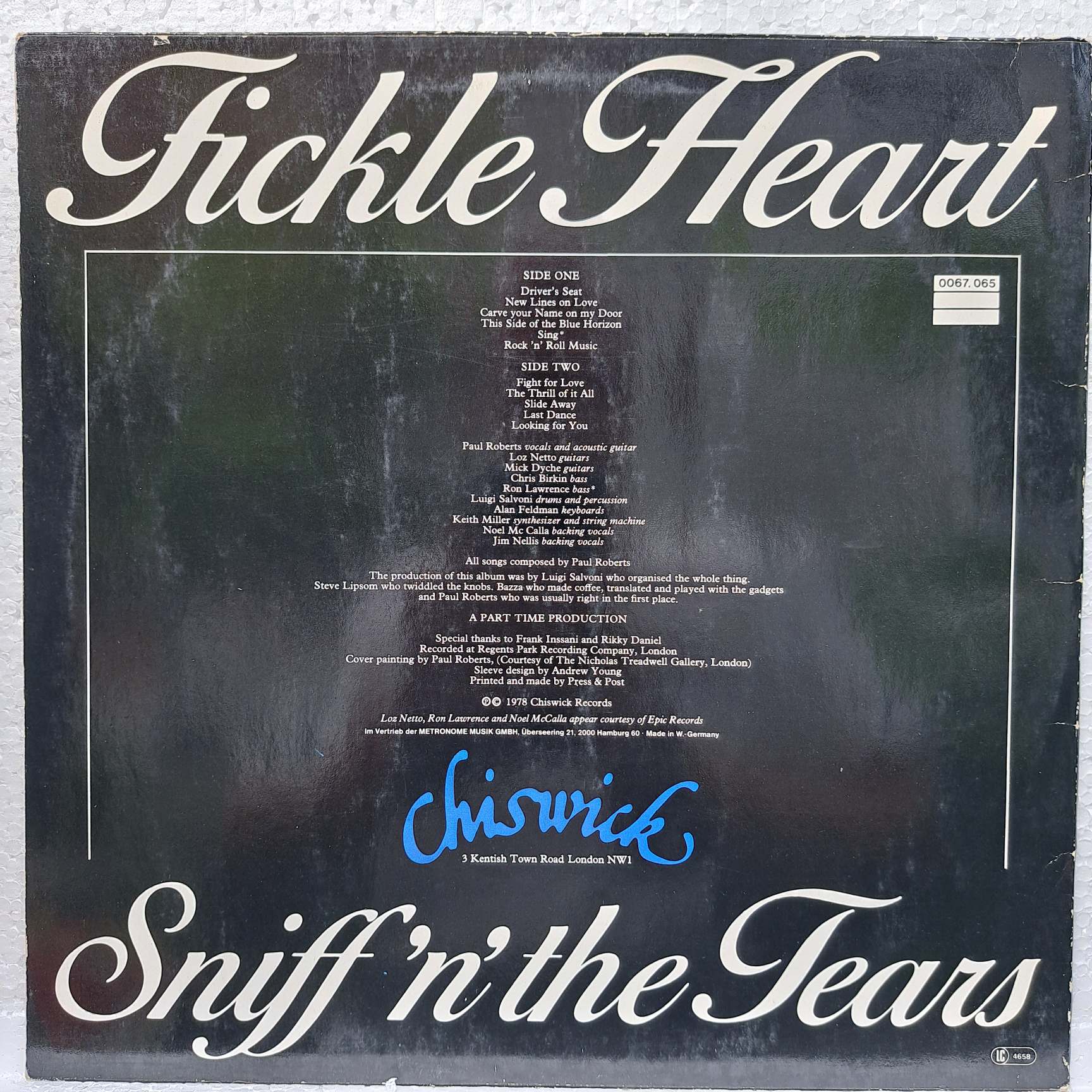 Sniff 'n' The Tears – Fickle Heart Disc VINIL LP VG VG+ (box2) - imagine 3