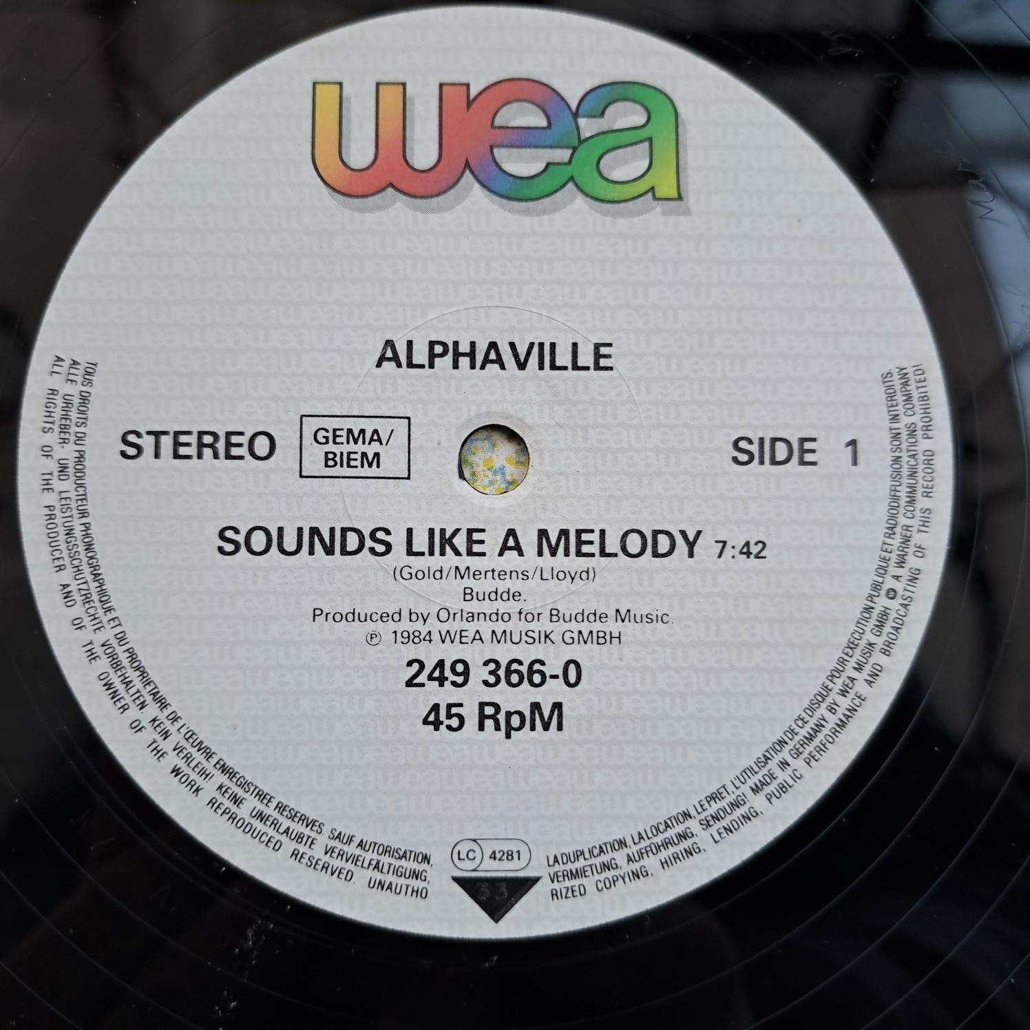 Alphaville – Sounds Like A Melody (Special Long Version) Disc VINIL maxi VG VG- - imagine 2