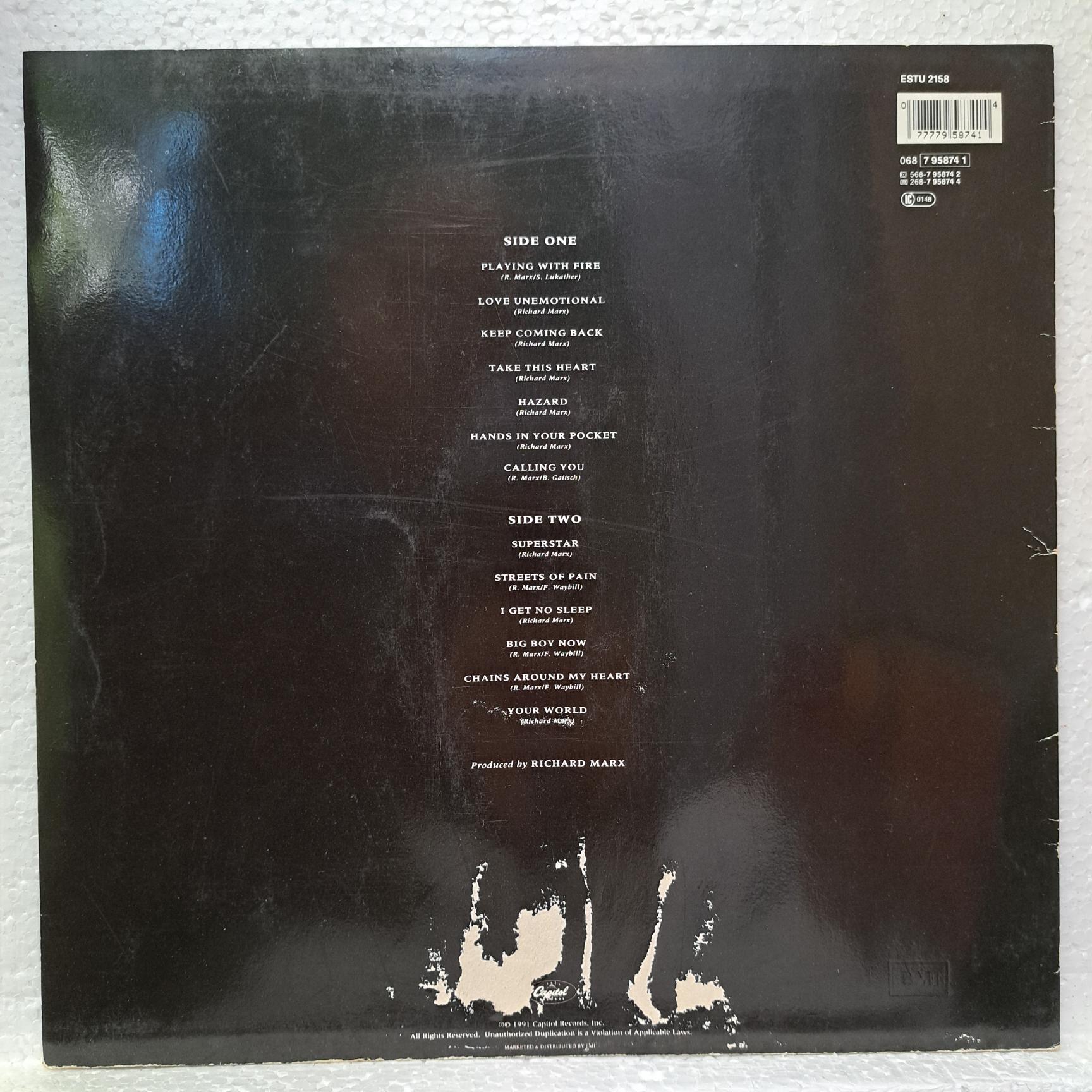 Richard Marx – Rush Street Disc VINIL LP VG (BOXB) - imagine 3