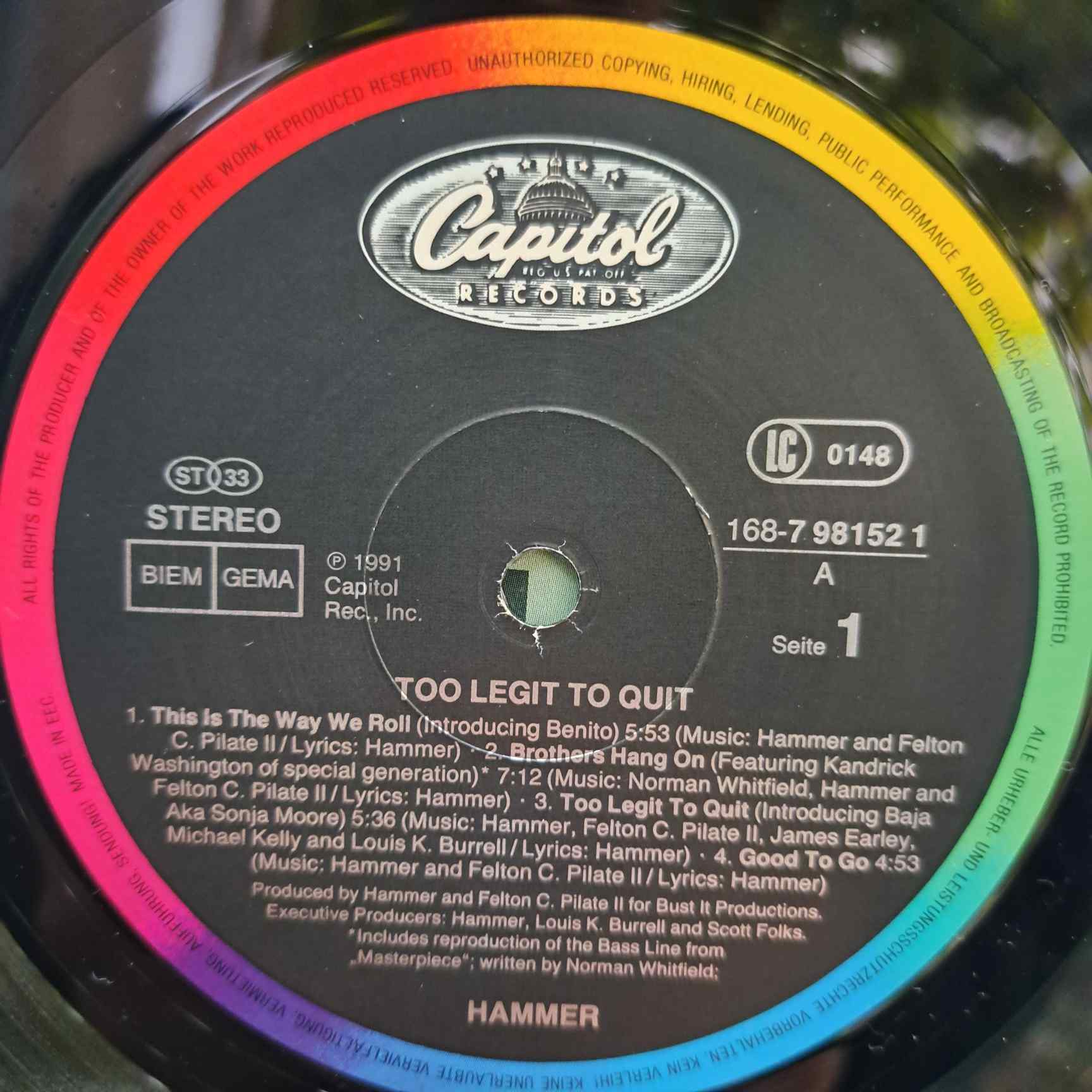 Hammer – Too Legit To Quit Disc VINIL LP 2VG+ (BOXG) - imagine 3