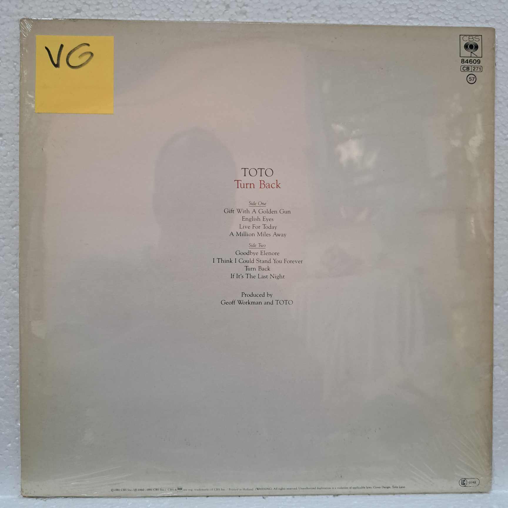 Toto – Turn Back DISC VINIL LP VG (boxF) resigilat - imagine 2