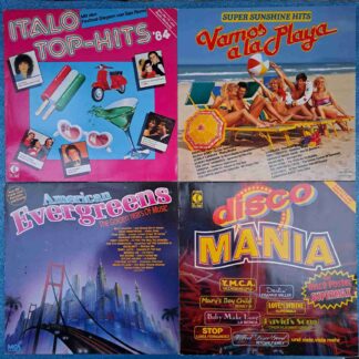 4 x Disc VINIL LP  VG VG+ (BOXG3) ITALO TOP HITS - DISCO MANIA - VAMOS A LA PLAYA -  American Evergreens