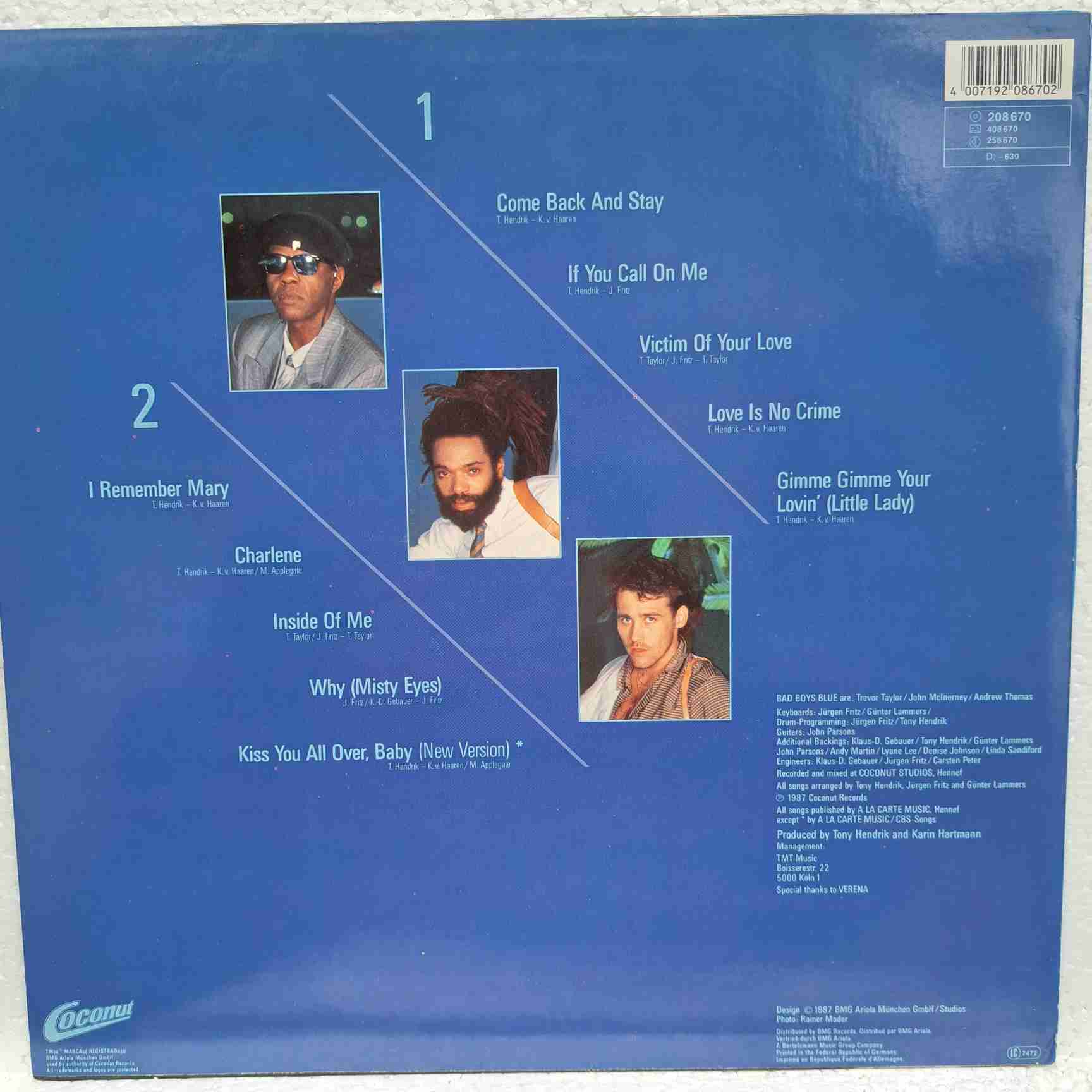 Bad Boys Blue – Love Is No Crime Disc VINIL LP VG+ (BOX5) - imagine 2
