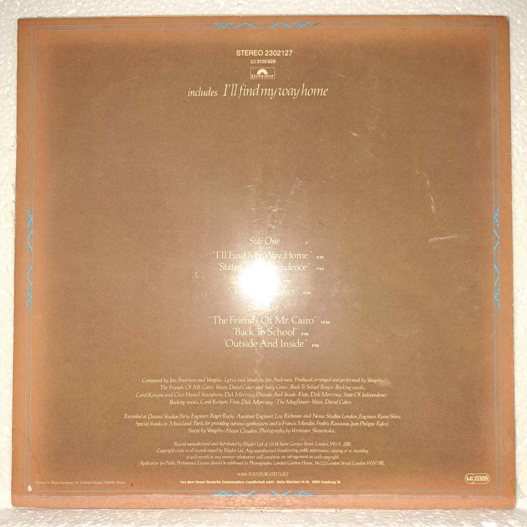 Jon And Vangelis – The Friends Of Mr. Cairo Disc VINIL LP VG+ - imagine 2