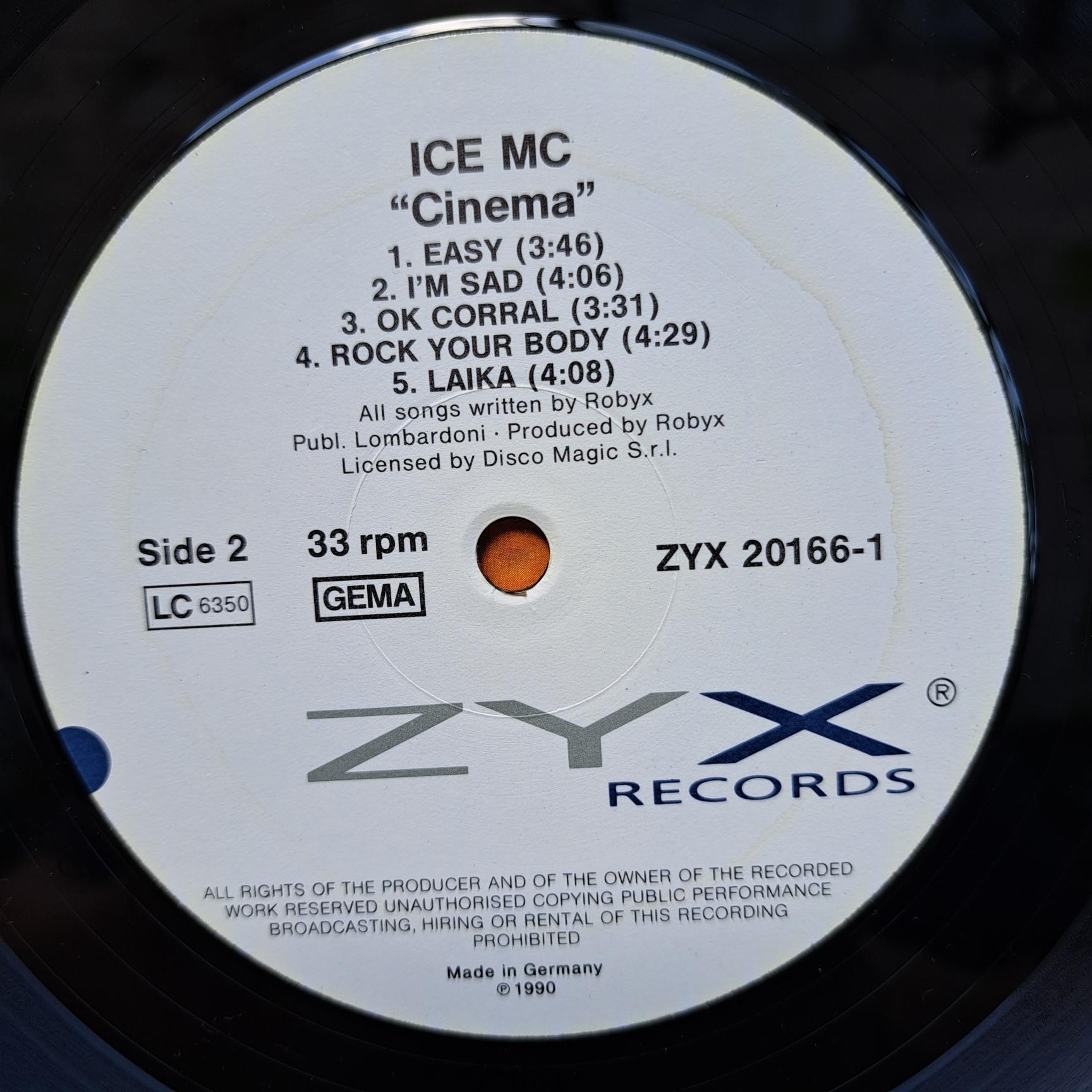 ICE MC – Cinema - Disc Vinil LP VG VG+(box8) - imagine 2