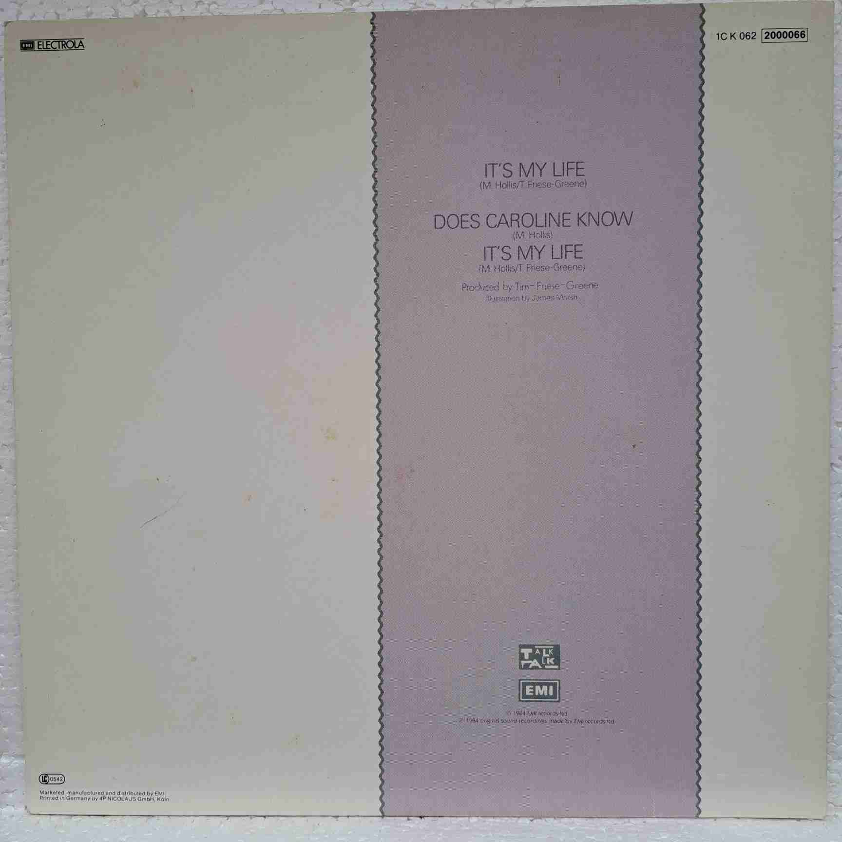 Talk Talk – It's My Life - Disc Vinil MAXI 45 RPM VG+ - imagine 3