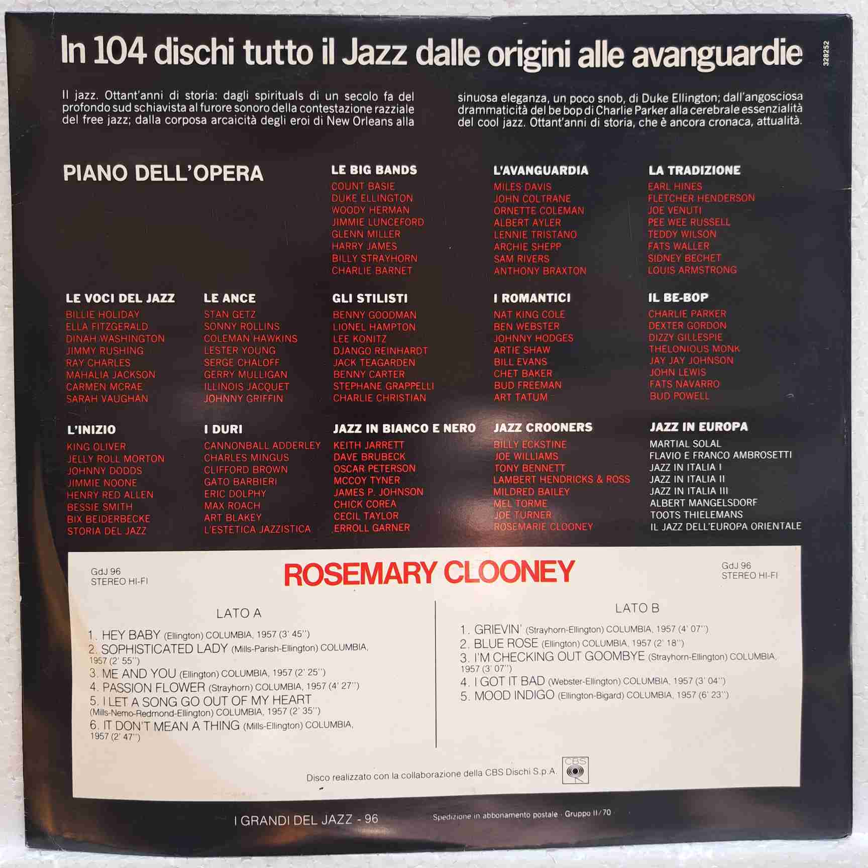 Rosemary Clooney – Rosemary Clooney - Disc VINIL LP VG+ Italy - imagine 3