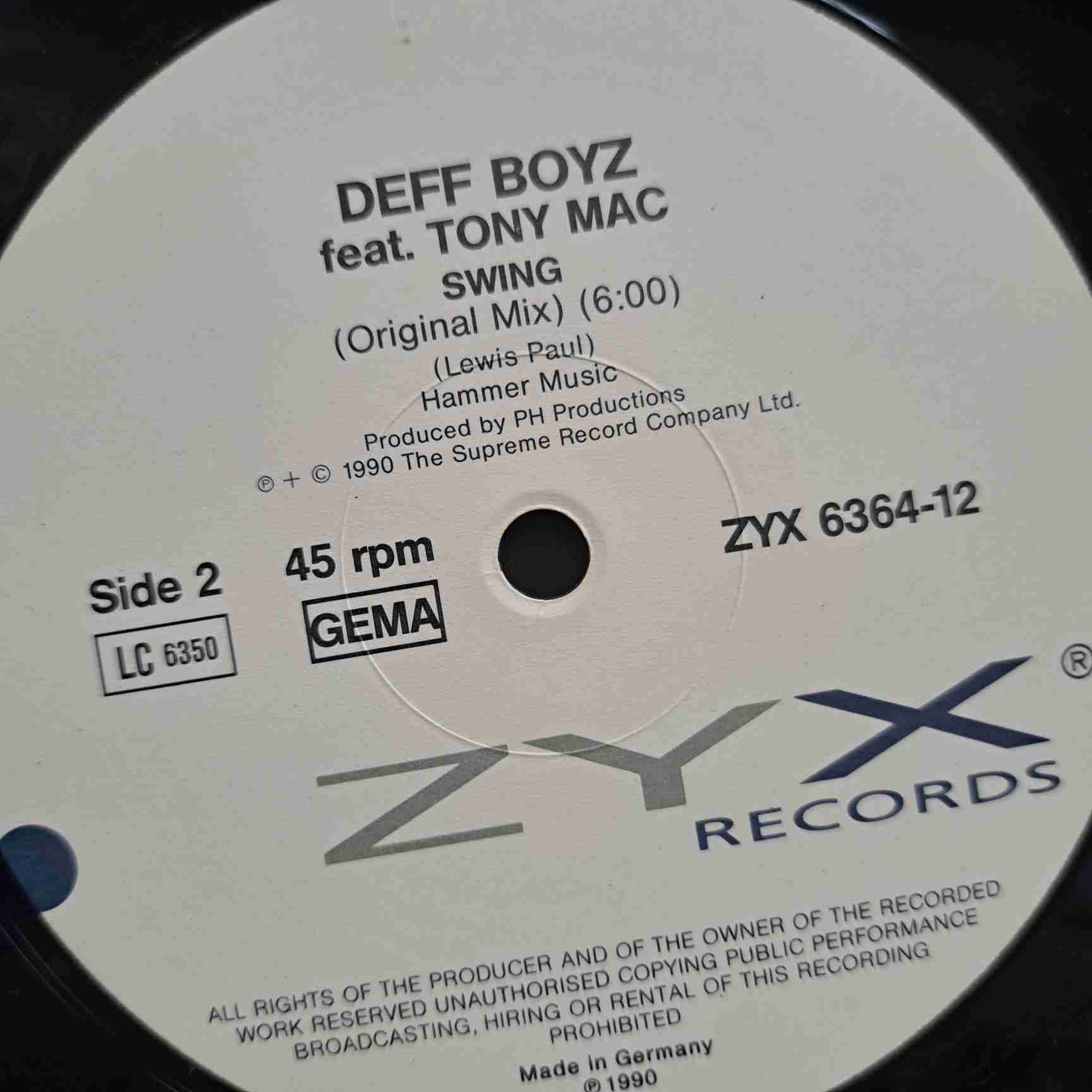 The Deff Boyz Featuring Tony Mac – Swing - Disc VINIL MAXI 45 RPM VG+ - imagine 2