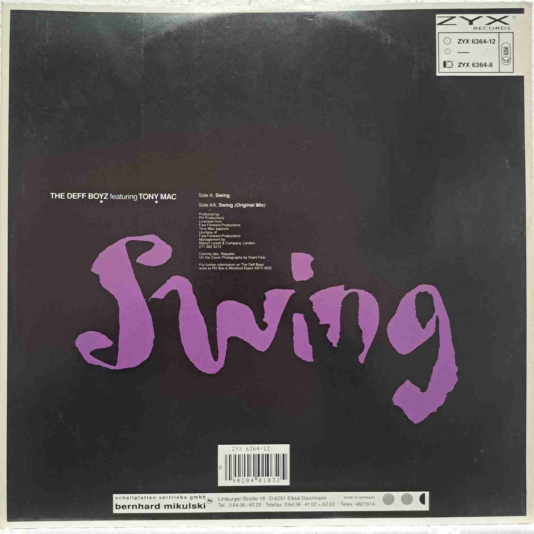 The Deff Boyz Featuring Tony Mac – Swing - Disc VINIL MAXI 45 RPM VG+ - imagine 3