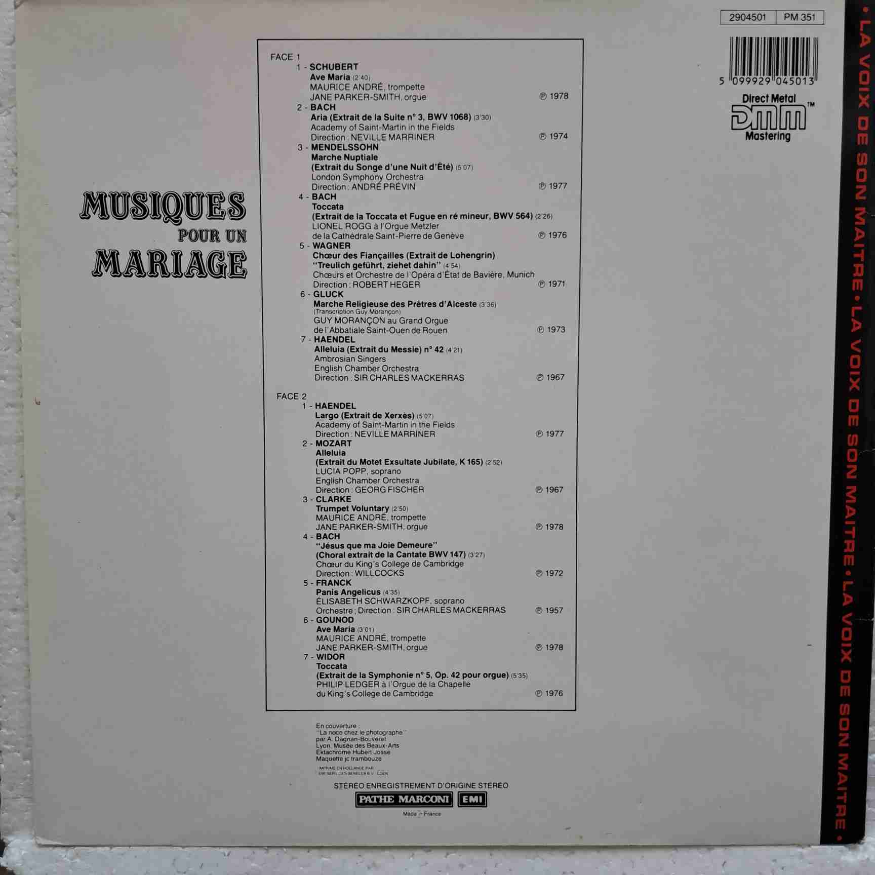 Musiques Pour Un Mariage - Disc Vinil LP VG+ - imagine 3