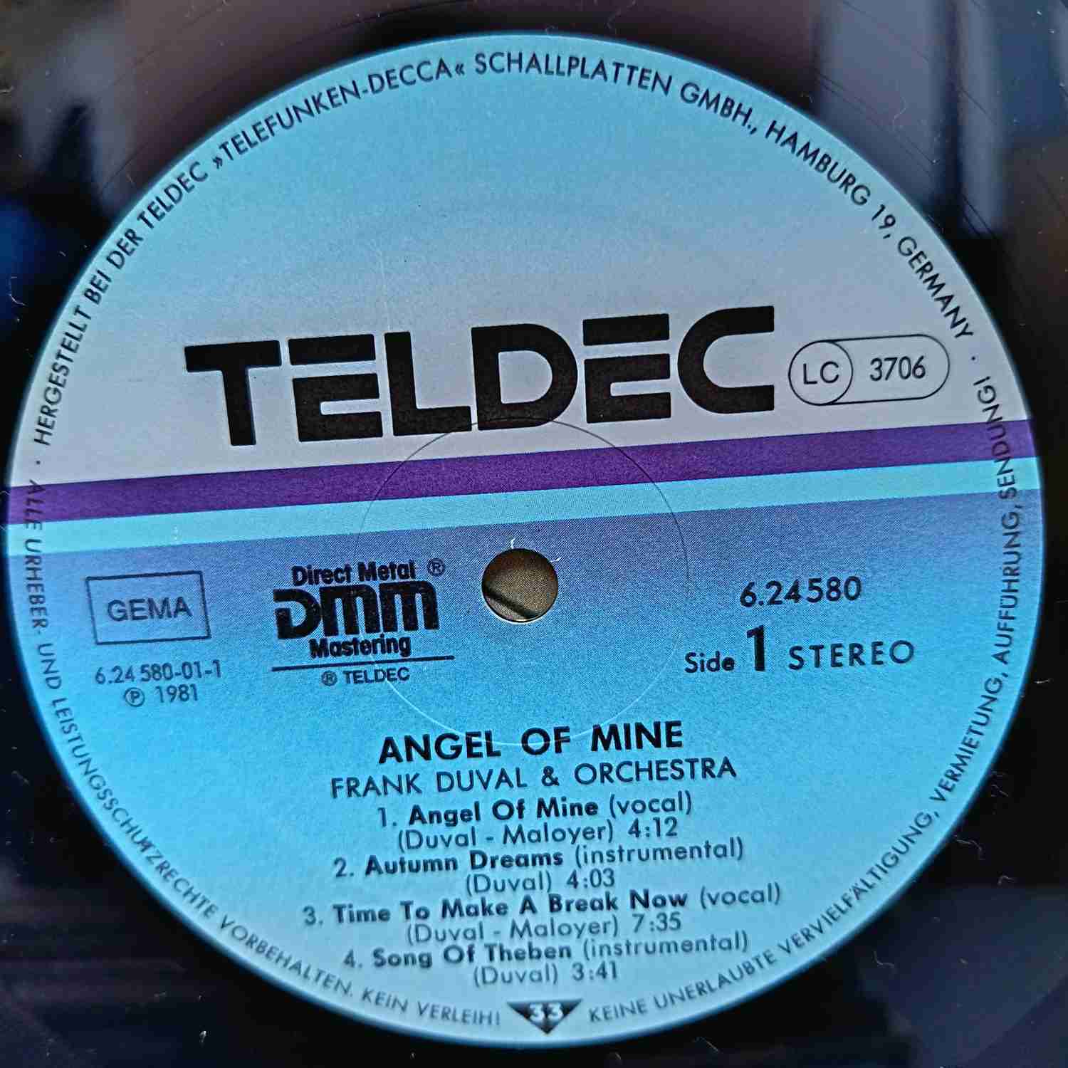 Frank Duval & Orchestra – Angel Of Mine - Disc VINIL LP VG+ - imagine 2