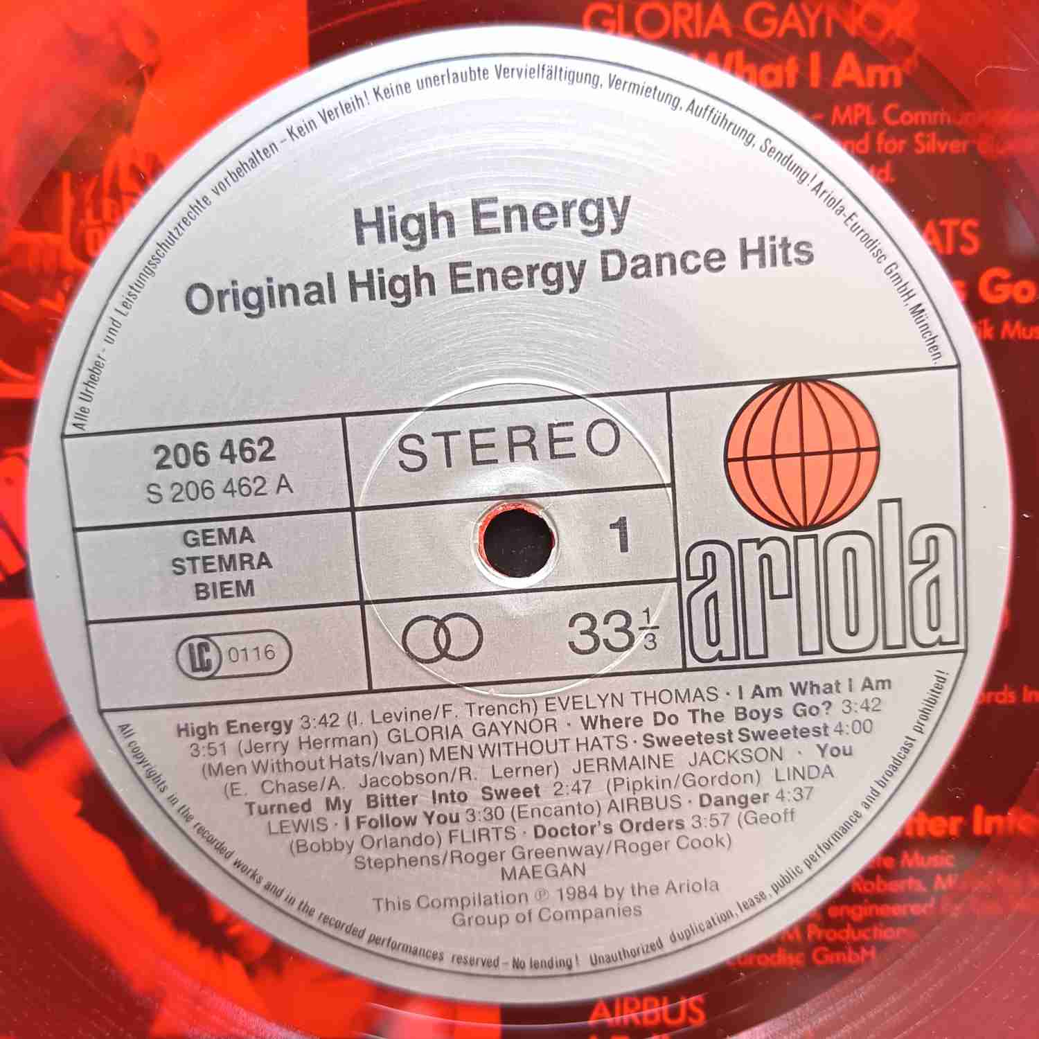 High Energy - Disc VINIL LP VG+ rosu transparent - imagine 3