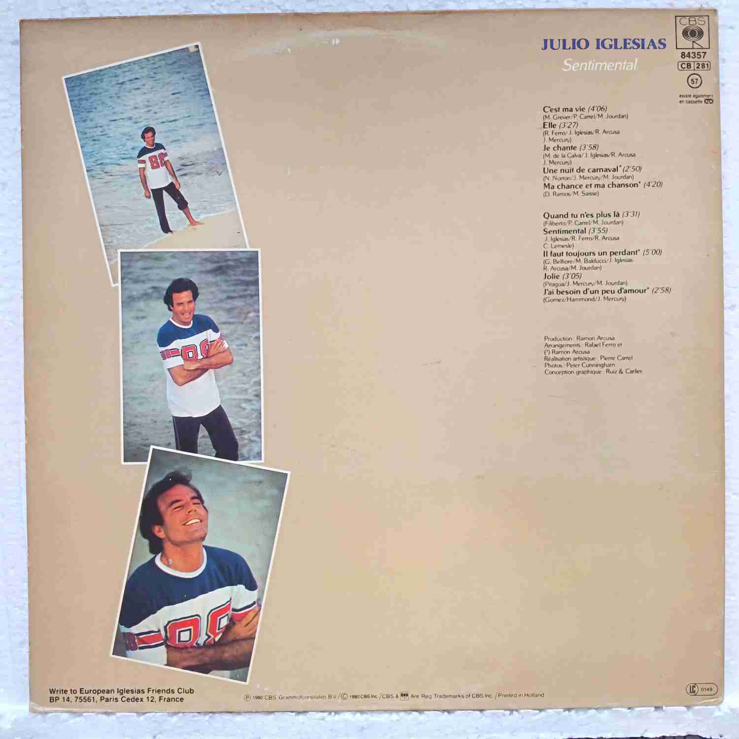 Julio Iglesias – Sentimental - Disc VINIL LP VG VG+ - imagine 2