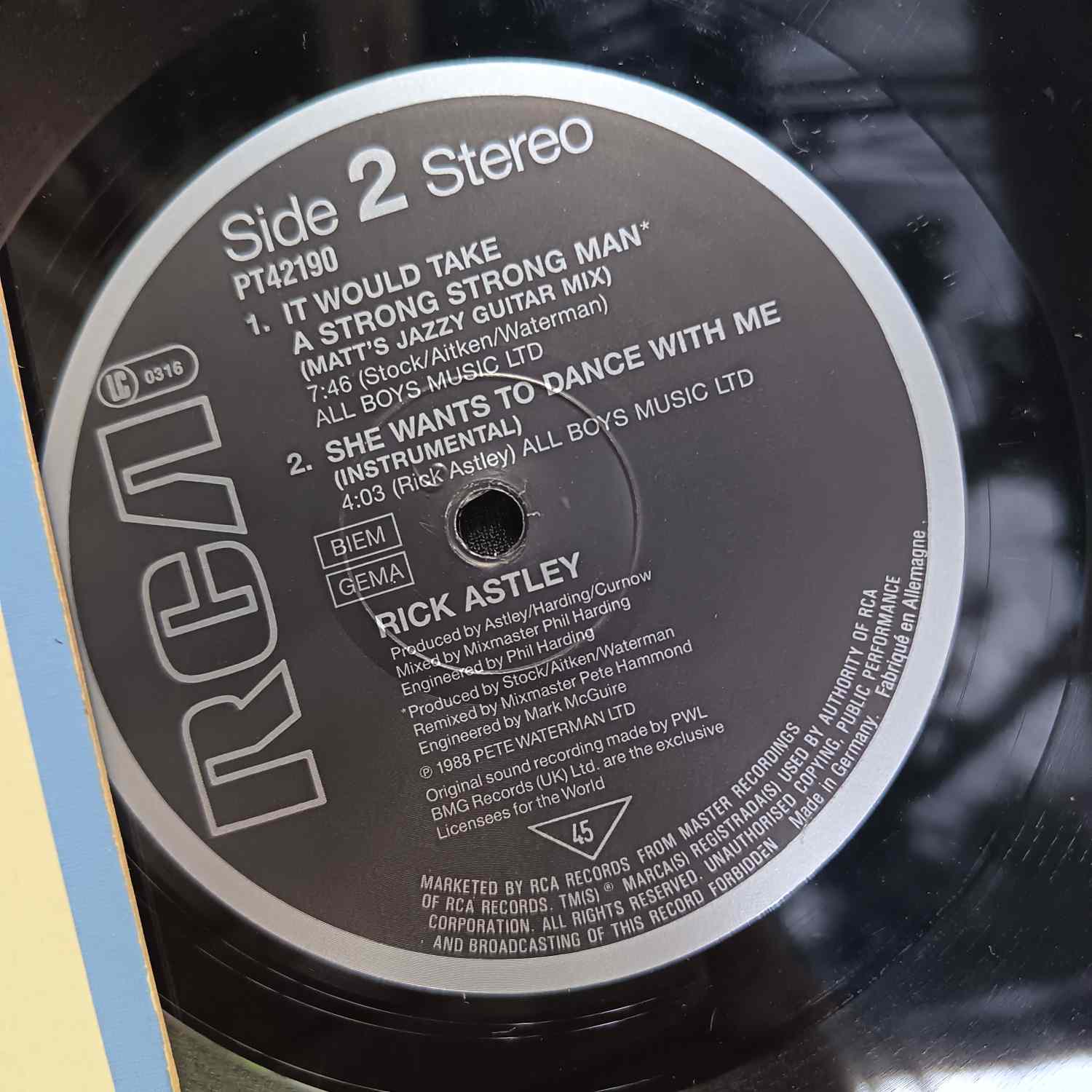 Rick Astley – She Wants To Dance With Me - Disc VINIL MAXI 45 RPM VG VG+ - imagine 2