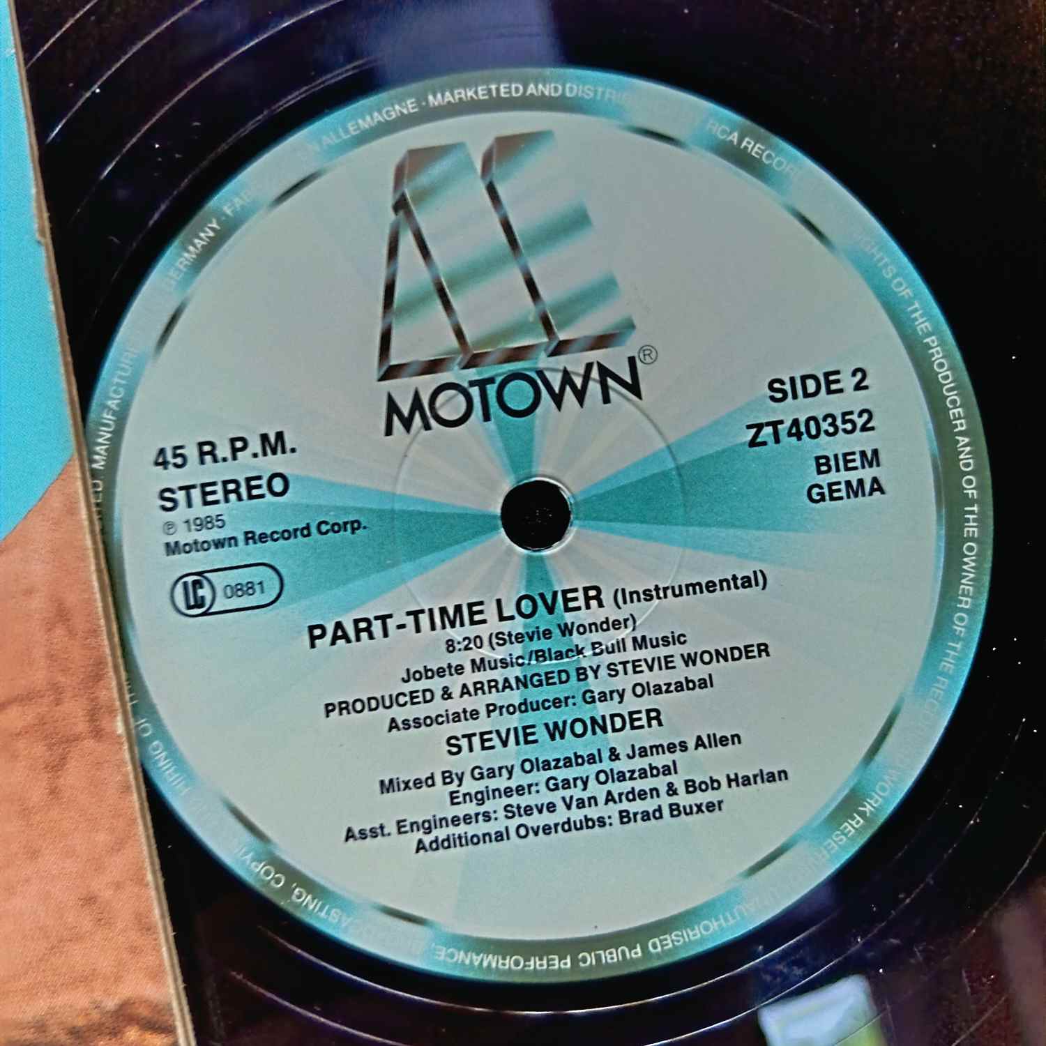 Stevie Wonder – Part-Time Lover - Disc VINIL MAXI 45 RPM VG VG+ - imagine 2