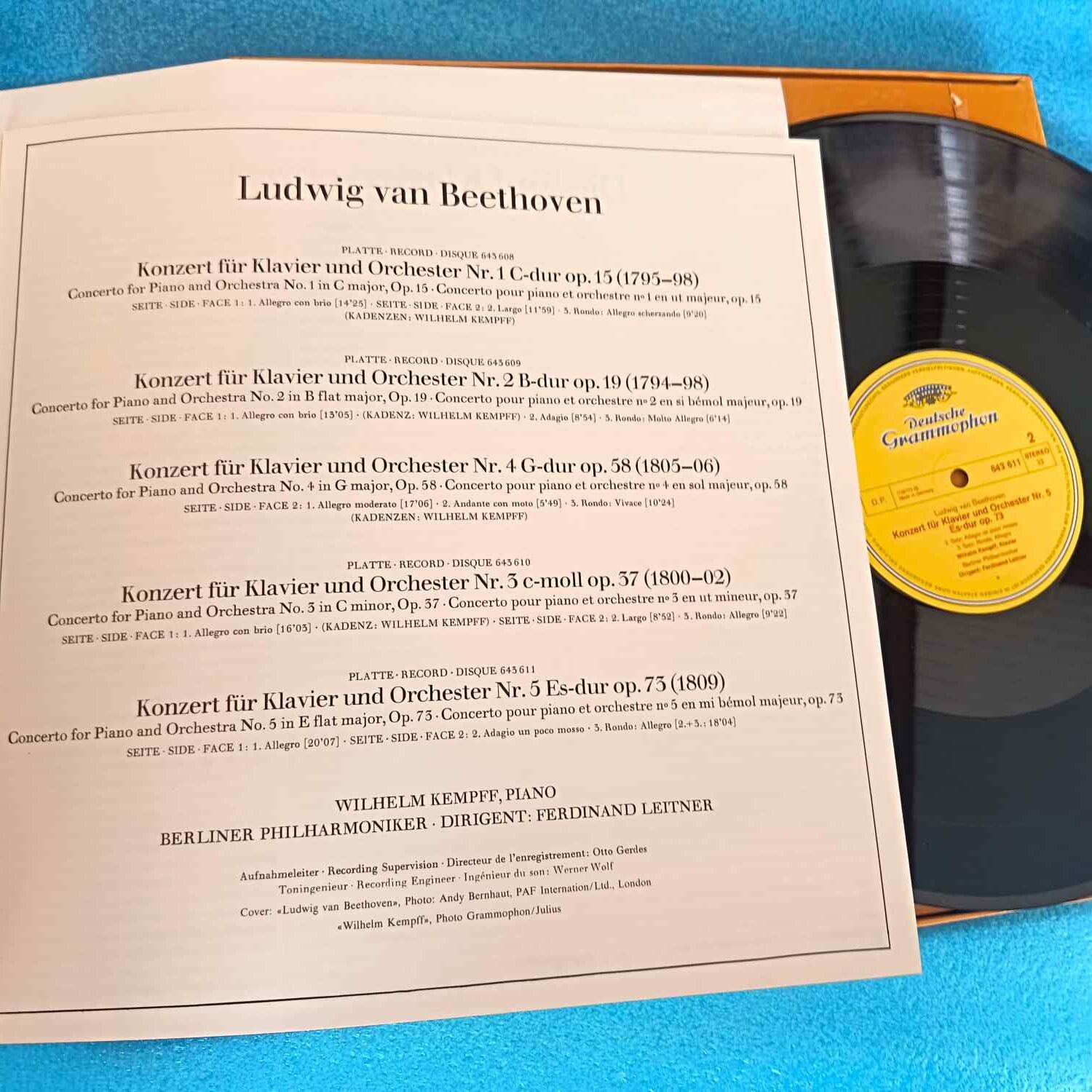 Beethoven – 5 Klavierkonzerte – Wilhelm Kempff, Berliner Philharmoniker - Box Set - Disc VINIL 4LP VG+++, Deutsche Grammophon - imagine 2