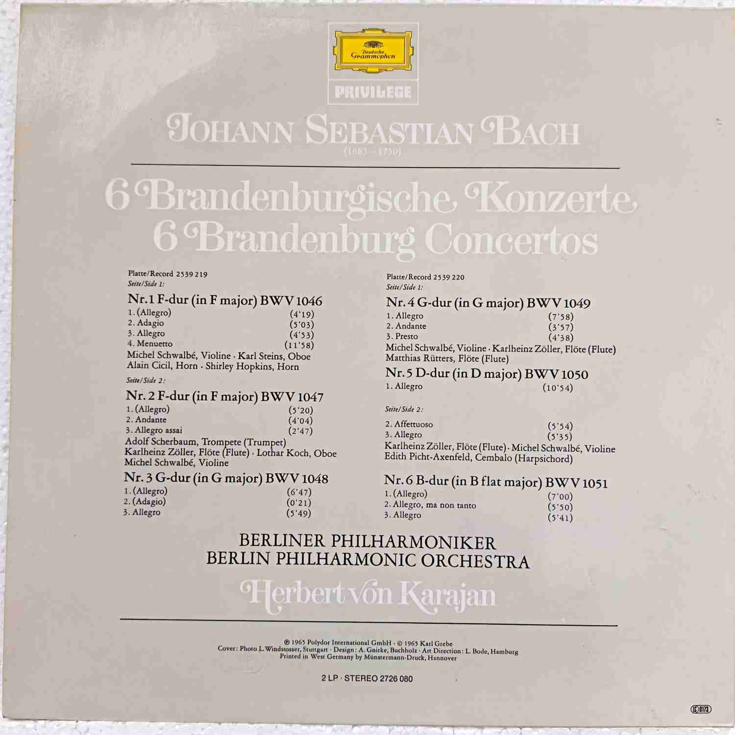 J.S. Bach, Berlin Philharmonic Orchestra, Herbert Von Karajan – J.S. Bach 6 Concertos - Disc VINIL 2LP VG+ (Deutsche Grammophon) - imagine 4